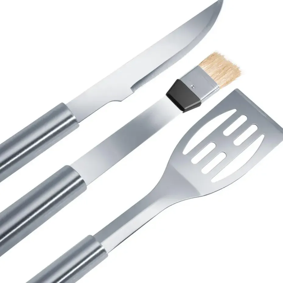 tectake Barbecue bestek van roestvrij staal 18-delig, Grijs