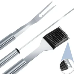 tectake Barbecue bestek van roestvrij staal 18-delig, Grijs