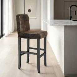 tectake Barkruk van kunstleer, Oud Bruin