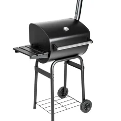 tectake BBQ Barbecue Smoker met deksel en thermometer, Zwart
