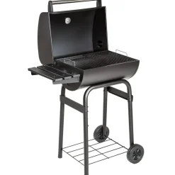 tectake BBQ Barbecue Smoker met deksel en thermometer, Zwart