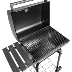 tectake BBQ Barbecue Smoker met deksel en thermometer, Zwart