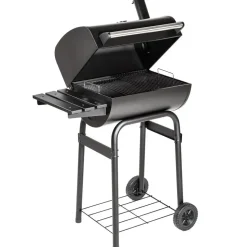 tectake BBQ Barbecue Smoker met deksel en thermometer, Zwart
