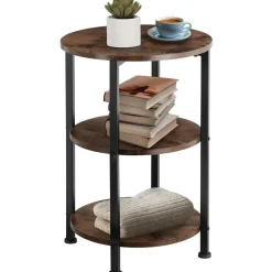 tectake Bijzettafel Colchester 40x61cm, Industrieel Hout Donker, Rustiek