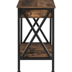 tectake Bijzettafel Dayton 35x35x70,5cm, Industrieel Hout Donker, Rustiek