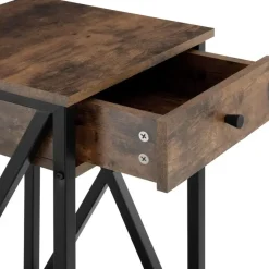 tectake Bijzettafel Dayton 35x35x70,5cm, Industrieel Hout Donker, Rustiek