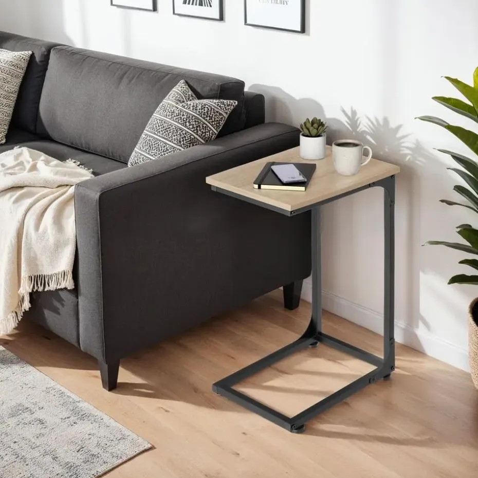 tectake Bijzettafel Erie 40x30x63cm, Industrieel Licht Hout, Eiken Sonoma