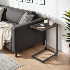 tectake Bijzettafel Erie 40x30x63cm, Industrieel Hout Donker, Rustiek