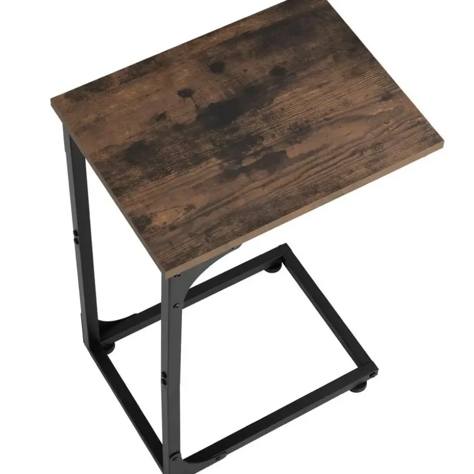 tectake Bijzettafel Erie 40x30x63cm, Industrieel Hout Donker, Rustiek