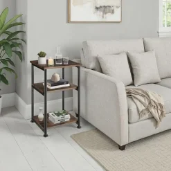 tectake Bijzettafel Memphis 34x30x59cm, Industrieel Hout Donker, Rustiek