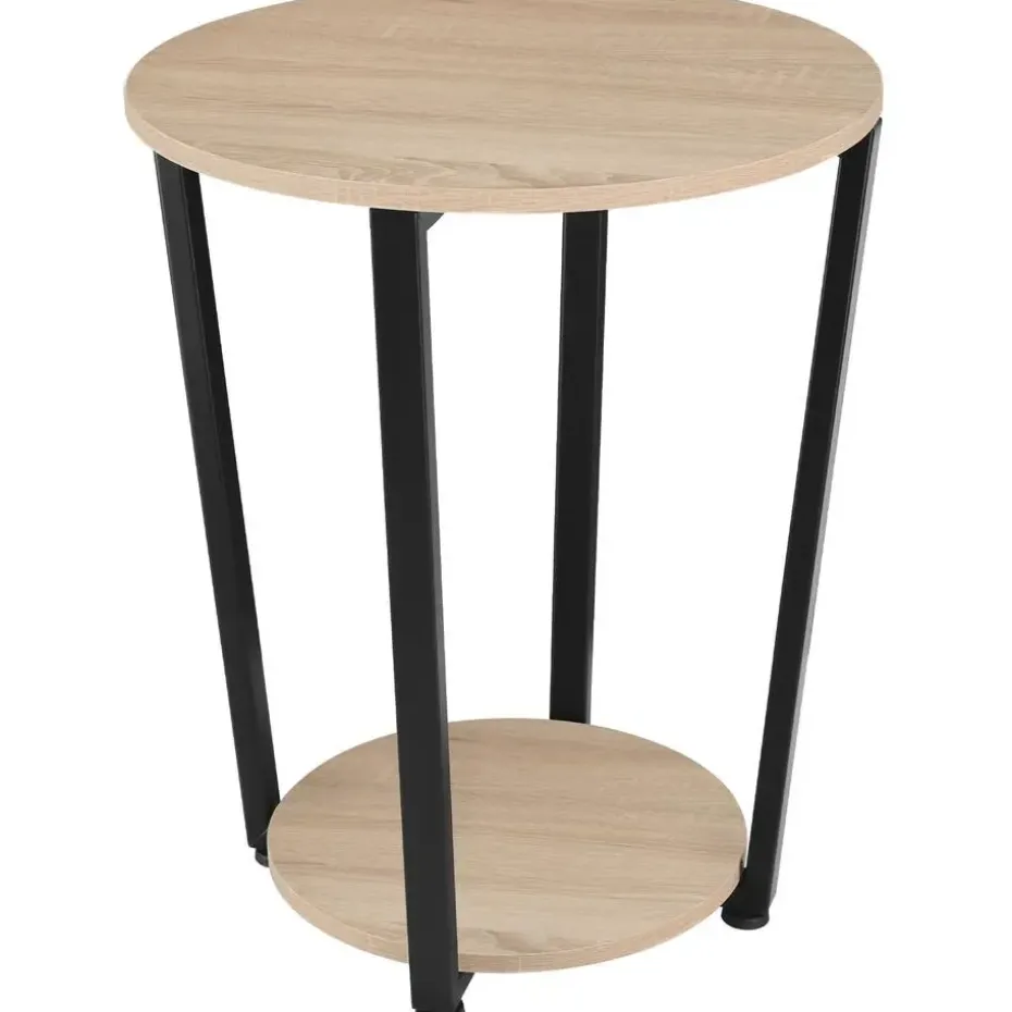 tectake Bijzettafel Swindon 50x62,5cm, Industrieel Licht Hout, Eiken Sonoma