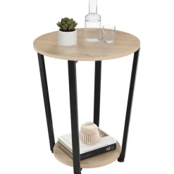 tectake Bijzettafel Swindon 50x62,5cm, Industrieel Licht Hout, Eiken Sonoma