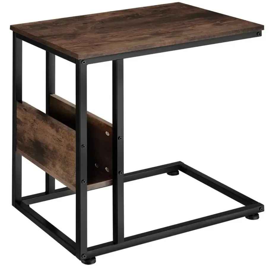 tectake Bijzettafel Wigan 55x36,5x60cm, Industrieel Hout Donker, Rustiek