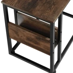 tectake Bijzettafel Wigan 55x36,5x60cm, Industrieel Hout Donker, Rustiek