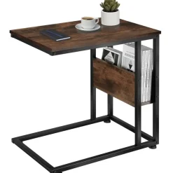 tectake Bijzettafel Wigan 55x36,5x60cm, Industrieel Hout Donker, Rustiek