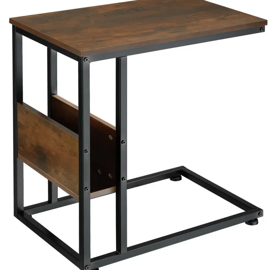 tectake Bijzettafel Wigan 55x36,5x60cm, Industrieel Hout Donker, Rustiek