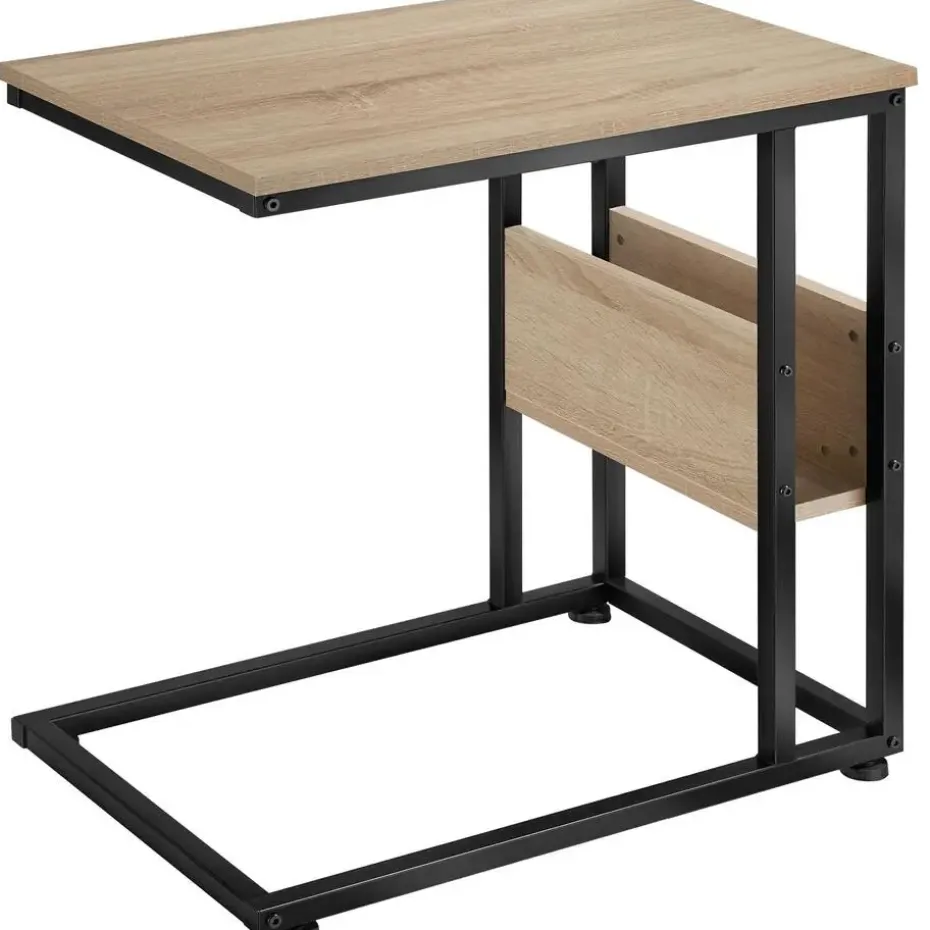 tectake Bijzettafel Wigan 55x36,5x60cm, Industrieel Licht Hout, Eiken Sonoma