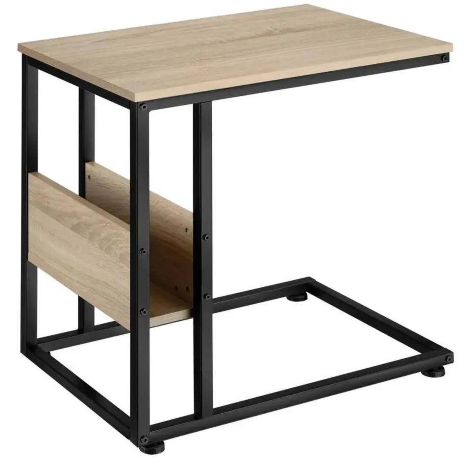 tectake Bijzettafel Wigan 55x36,5x60cm, Industrieel Licht Hout, Eiken Sonoma