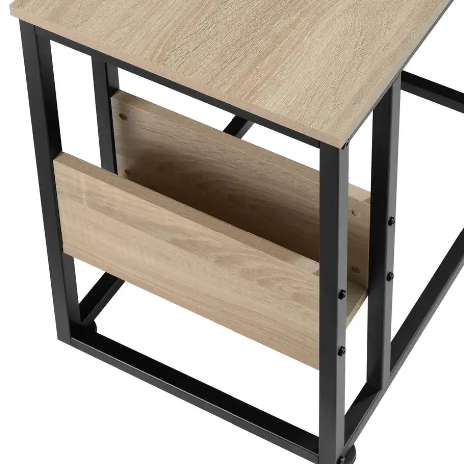 tectake Bijzettafel Wigan 55x36,5x60cm, Industrieel Licht Hout, Eiken Sonoma