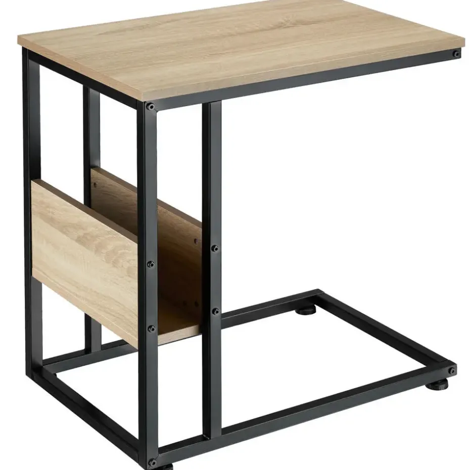 tectake Bijzettafel Wigan 55x36,5x60cm, Industrieel Licht Hout, Eiken Sonoma