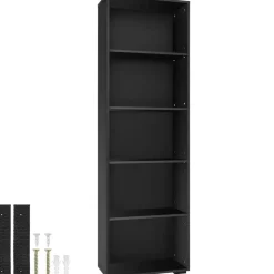 tectake Boekenrek Lexi 5 vakken 60x30x190cm, Zwart