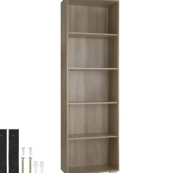 tectake Boekenrek Lexi 5 vakken 60x30x190cm, Licht Hout, Eiken Sonoma