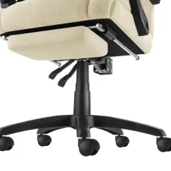 tectake Bureaustoel Jillien met voetsteun en veloursbekleding, Beige