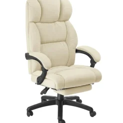 tectake Bureaustoel Jillien met voetsteun en veloursbekleding, Beige