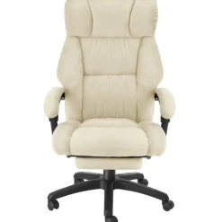 tectake Bureaustoel Jillien met voetsteun en veloursbekleding, Beige