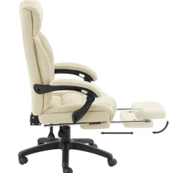 tectake Bureaustoel Jillien met voetsteun en veloursbekleding, Beige