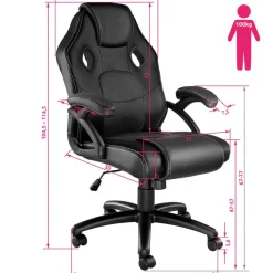 tectake Bureaustoel Mike, Zwart