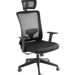 tectake Bureaustoel Phoibe ergonomisch met verstelbare hoofdsteun, Zwart