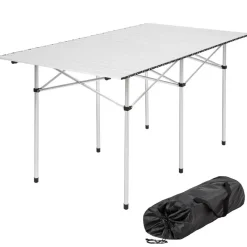 tectake Campingtafel van aluminium met tas 140x70x70cm , Grijs