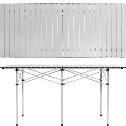 tectake Campingtafel van aluminium met tas 140x70x70cm , Grijs