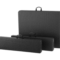 tectake Campingtafelset Vani inklapbaar in wicker-look, Zwart-wicker Look