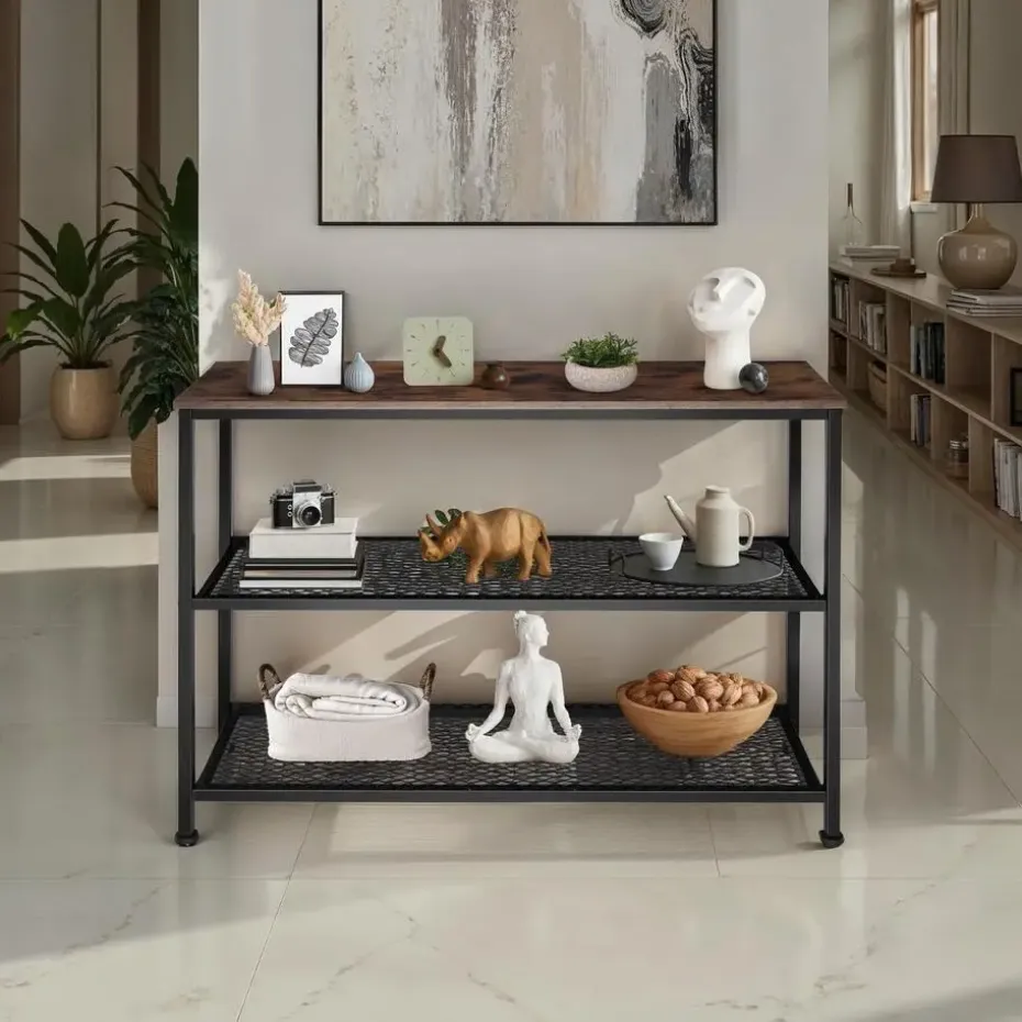 tectake Consoletafel Bristol 100x30x81cm, Industrieel Licht Hout, Eiken Sonoma