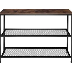 tectake Consoletafel Bristol 100x30x81cm, Industrieel Hout Donker, Rustiek
