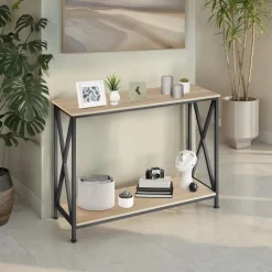 tectake Consoletafel Tacoma 100x35x80,5cm, Industrieel Licht Hout, Eiken Sonoma