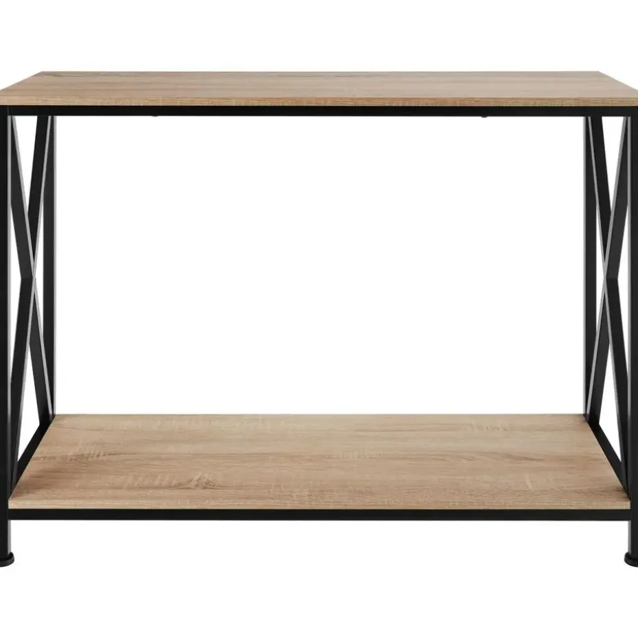 tectake Consoletafel Tacoma 100x35x80,5cm, Industrieel Licht Hout, Eiken Sonoma