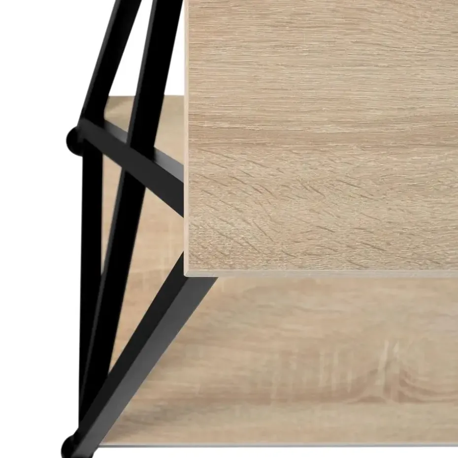 tectake Consoletafel Tacoma 100x35x80,5cm, Industrieel Licht Hout, Eiken Sonoma