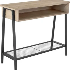tectake Consoletafel Tralee 100x35x80,5cm, Industrieel Licht Hout, Eiken Sonoma