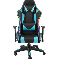 tectake Gaming stoel Tartaros, LED, massagefunctie, Zwart/azuur