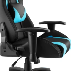 tectake Gaming stoel Tartaros, LED, massagefunctie, Zwart/azuur