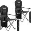 tectake Gestoffeerde campingstoel MTX, opvouwbaar, met bekerhouder, Zwart