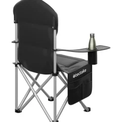 tectake Gestoffeerde campingstoel MTX, opvouwbaar, met bekerhouder, Zwart