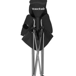 tectake Gestoffeerde campingstoel MTX, opvouwbaar, met bekerhouder, Zwart