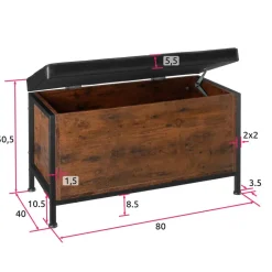 tectake Gestoffeerde zitkist Calico 81,5x41,5x50,5cm