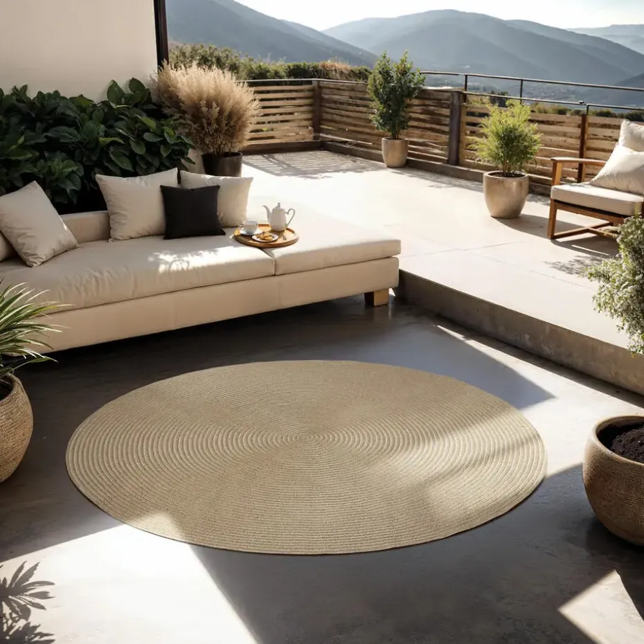 tectake® Geweven vloerkleed Vibe van jute- en kunststofvezels Ø 160 cm