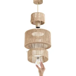 tectake Hanglamp Allegra van jute in boho-stijl, 40W, Natuur