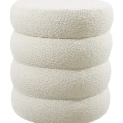 tectake Hocker Altu, gestoffeerd, opbergruimte, Bouclé Crèmewit